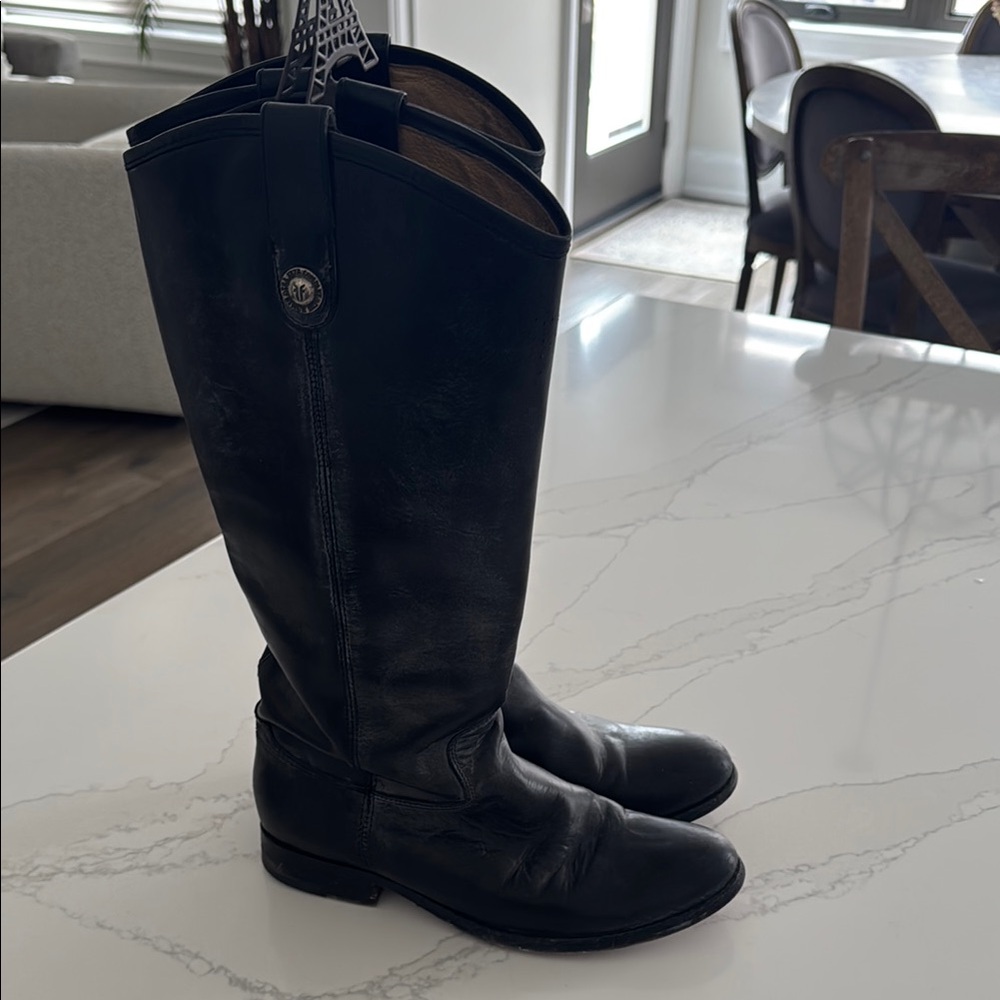 Black FRYE Leather Riding Boots